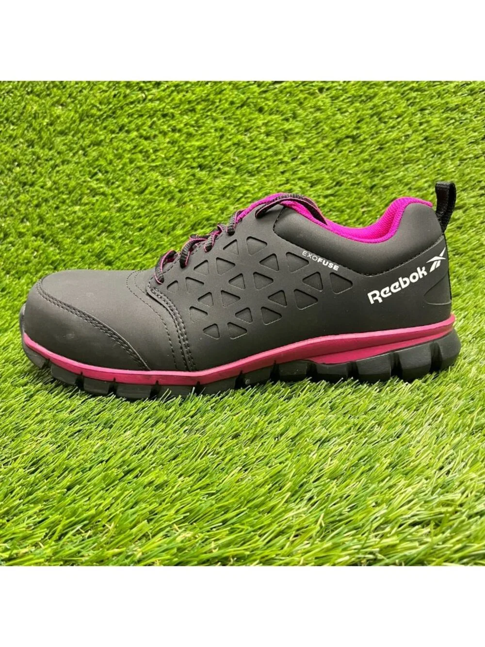 Reebok Sublite Cushion Womens Size 11W Black Pink Composite Toe Safety Work Shoe